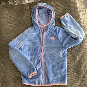 The North Face Blue and Pink Fleece Hoodie Jacket
